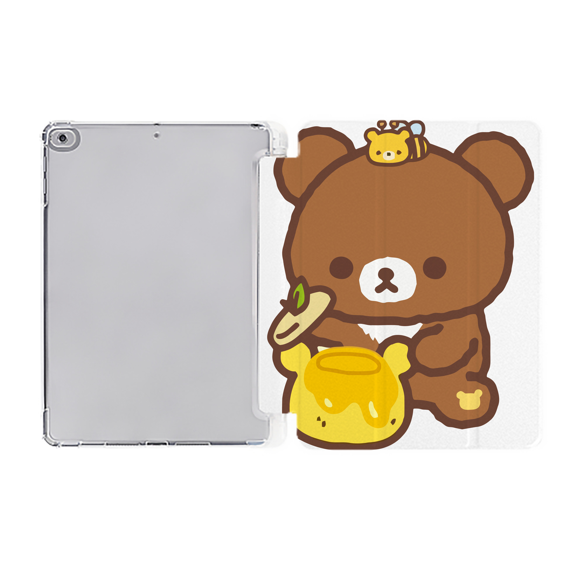 （画像用） リラックマ リラックマ キイロイトリ Rilakkuma Korilakkuma Kiiroitori IPad ケース ペン収納付き 三つ折りスタンド PUレザー×シリコン 対応機種9.5/10.5/10.9インチ